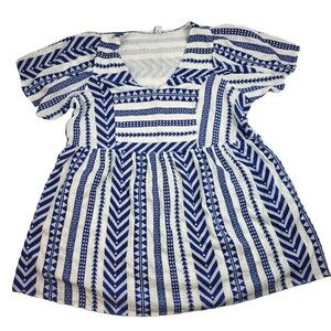 Old Navy Swing Dress Blue Geometric Print Peasant  Beach Cruise Vacation